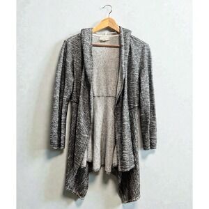 Max Studio Long Sleeve Sweater Cardigan Hooded Open Front Black & White Sz M